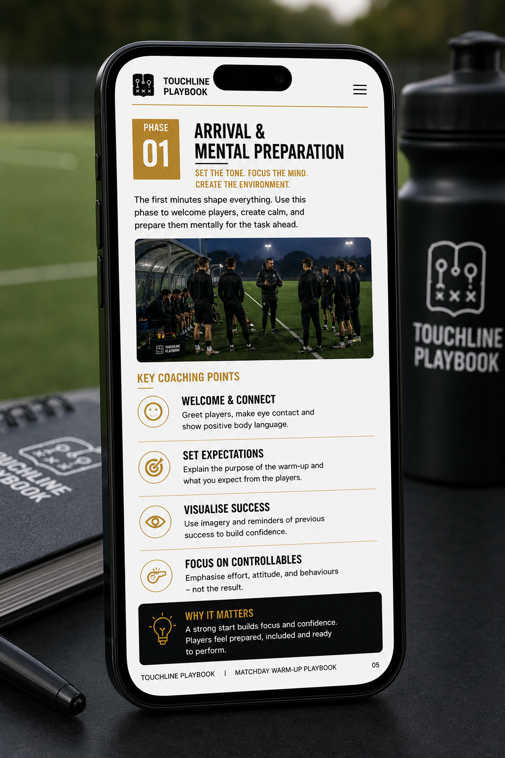 Touchline Playbook matchday preparation resource preview page