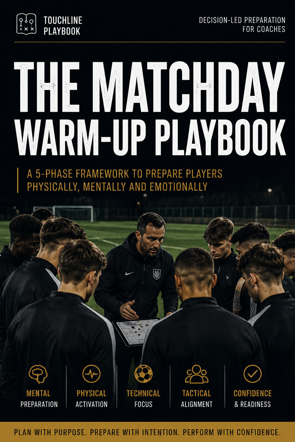 The Matchday Warm-Up Playbook PDF cover for football coaches