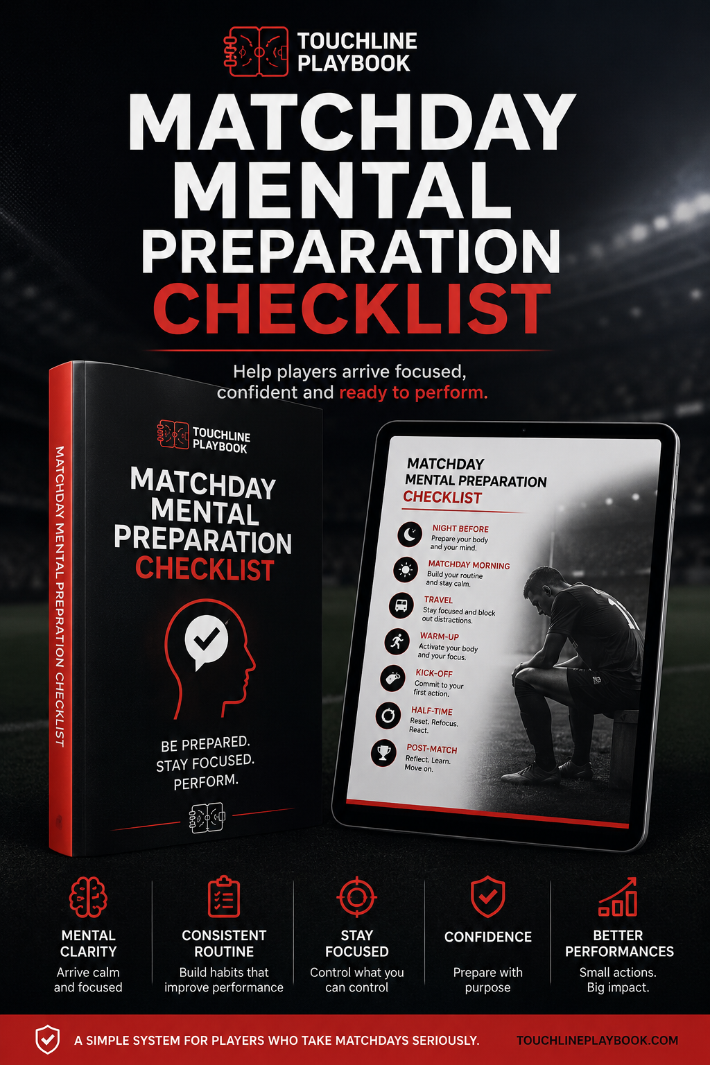 Football matchday mental preparation checklist PDF cover