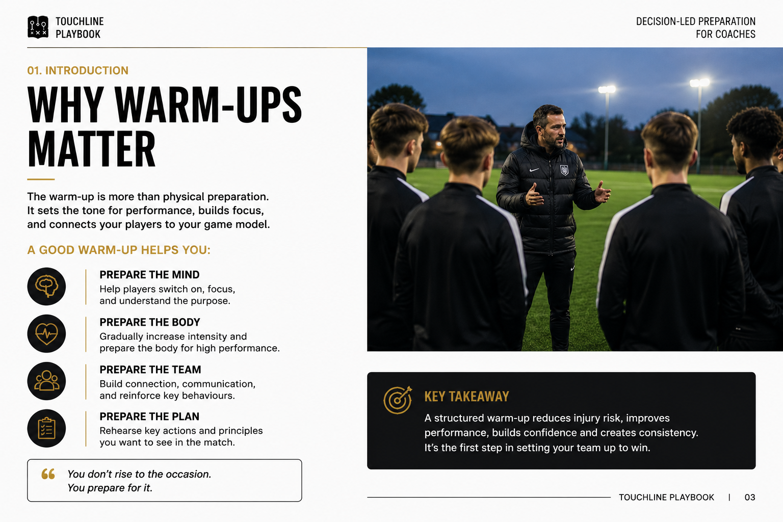 5-phase matchday warm-up framework overview diagram